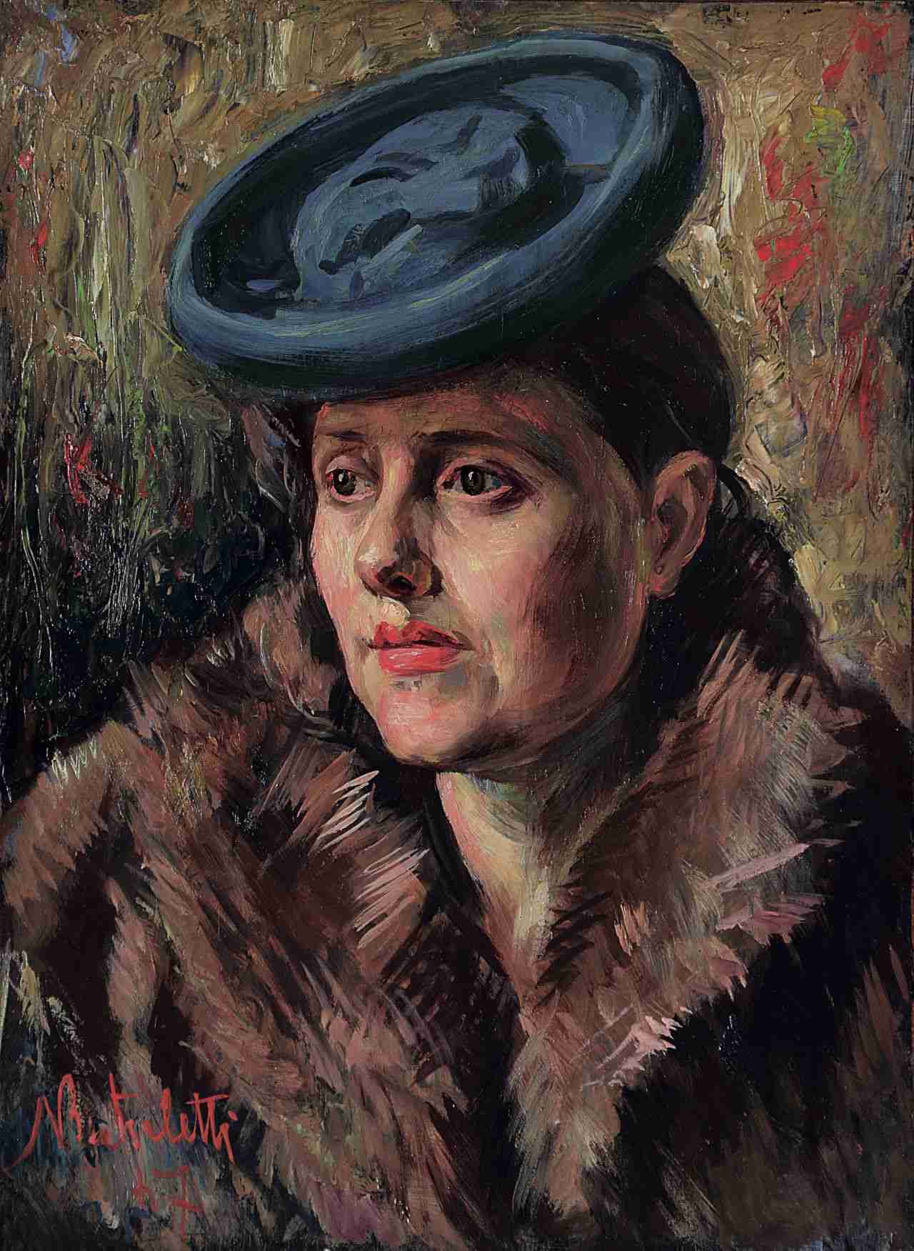 Signora con cappello blu 1947